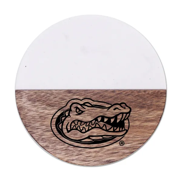 Marble & Acacia Round Coaster